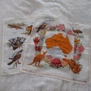 **2/12$**  Set of 2 1970s souvenir handkerchiefs of Australia